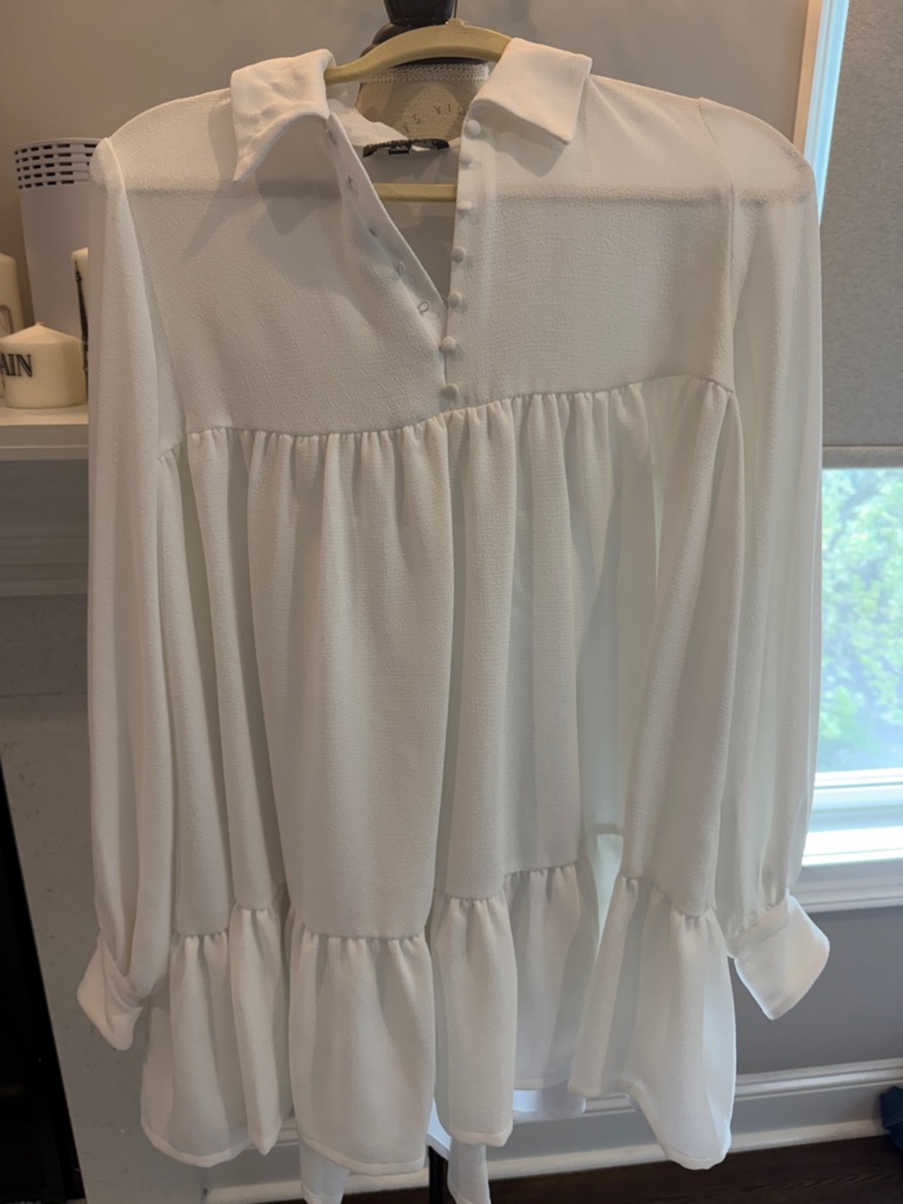 DANIELLE BERNSTEIN Cream/White Tiered Mini Dress